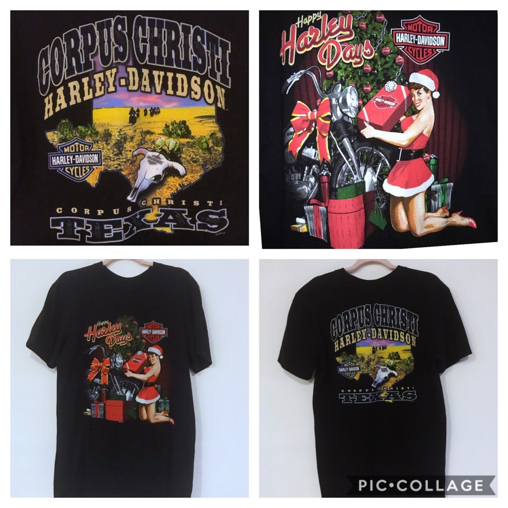 Texas Christmas Happy Harley days double sided Corpus Cristi graphic tee